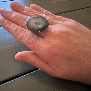 Statement Ring with Blue-Grey Druzy Agate